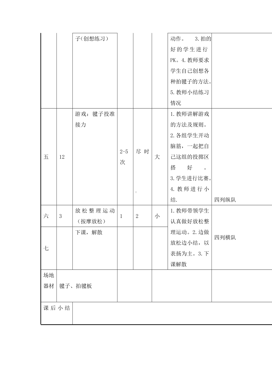 五年级下册体育教案-拍毽子全国通用.doc_第2页