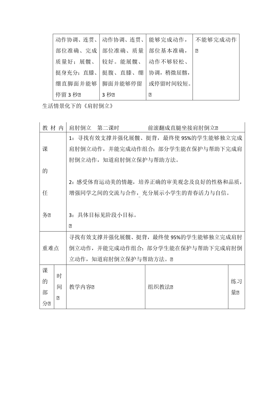 五年级体育教案-肩肘倒立 全国通用.doc_第2页