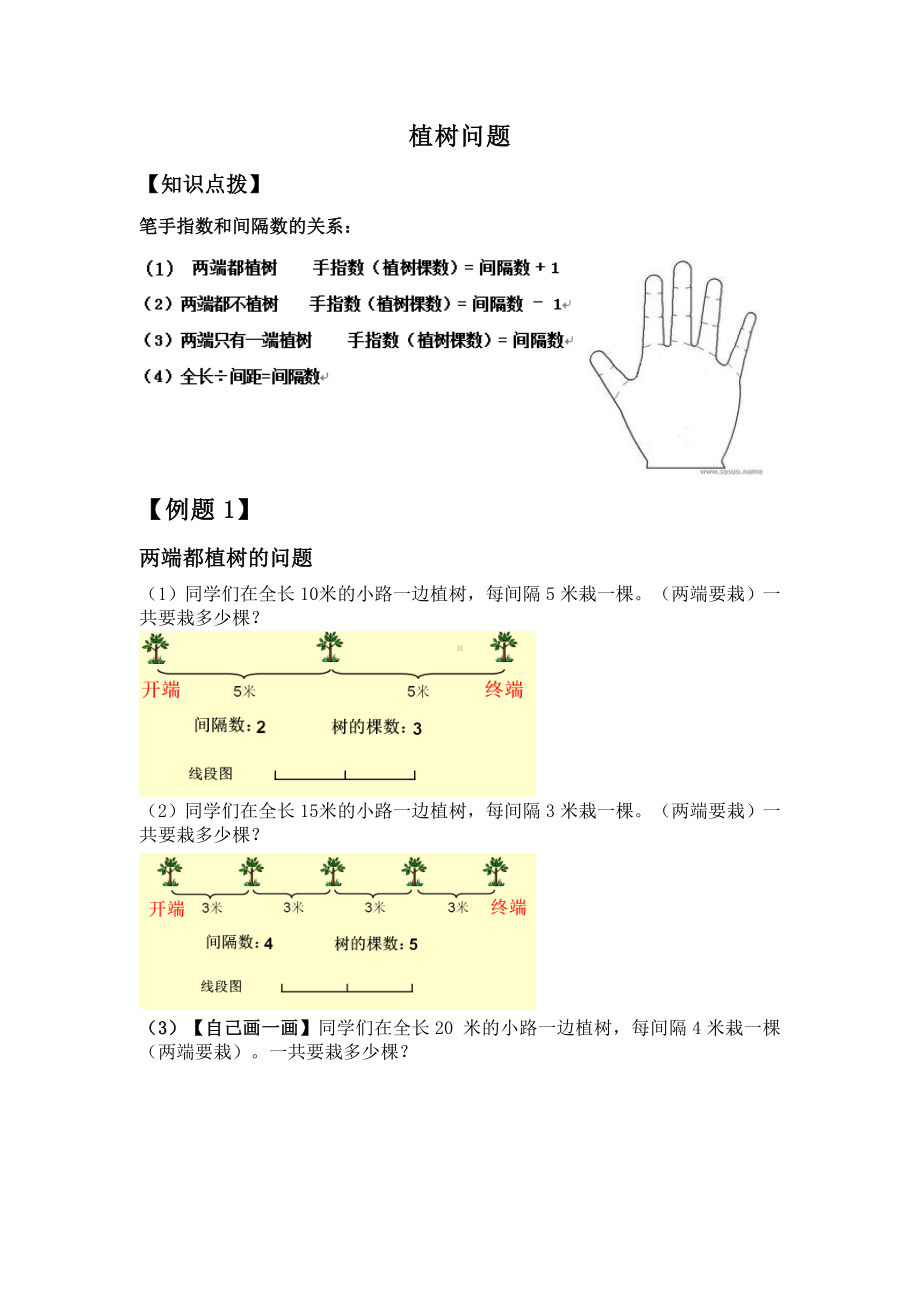 四年级上册数学试题-奥数植树问题冀教版（无答案）.doc_第1页