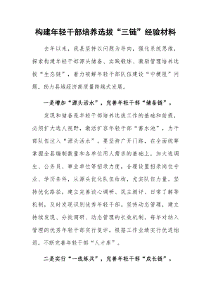 构建年轻干部培养选拔“三链”经验材料.docx