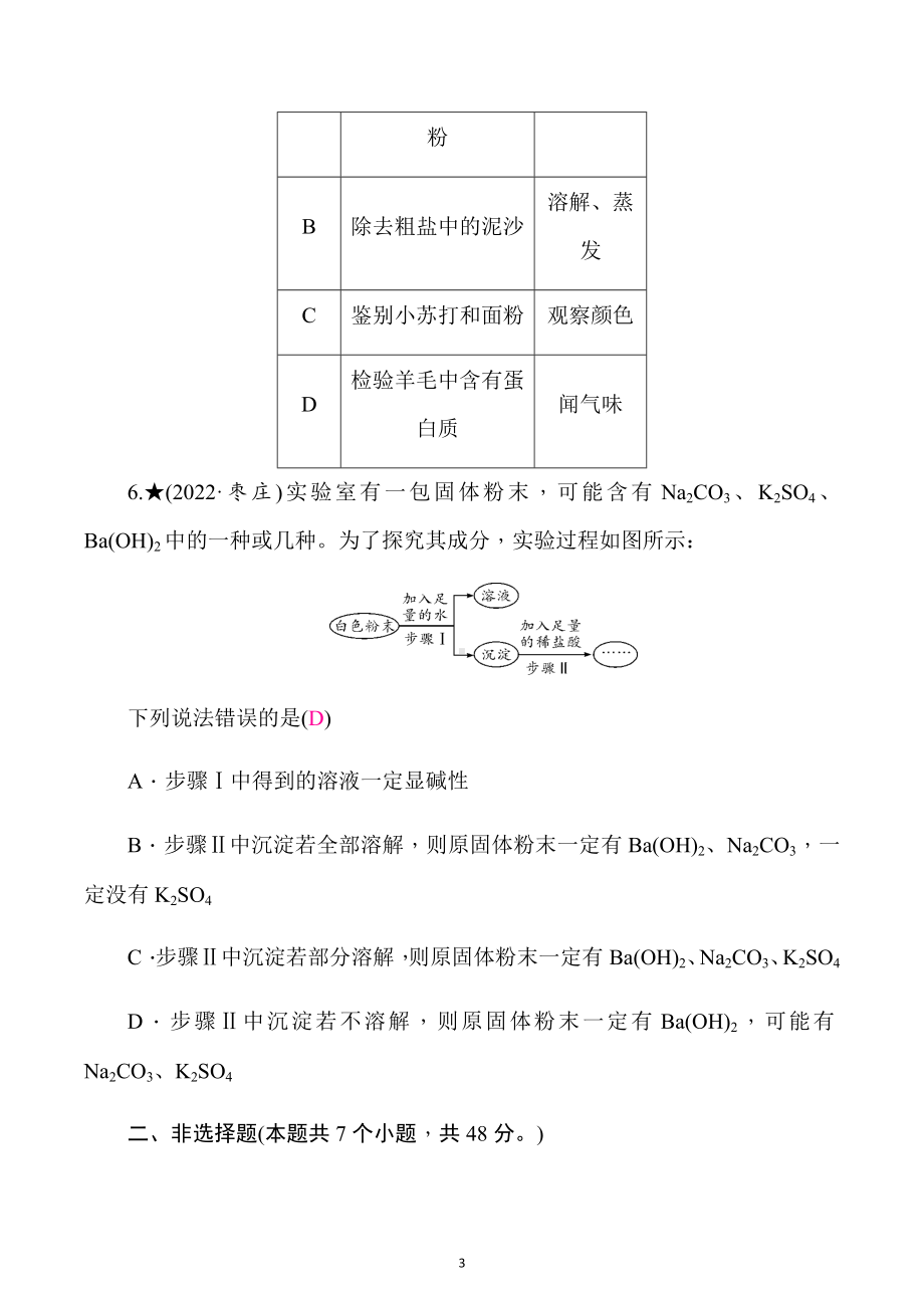 2023年贵州省贵阳市初中学业水平考试化学模拟试题卷(二).docx_第3页