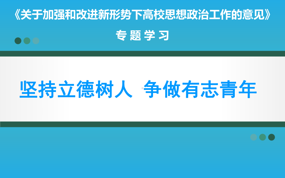 《关于加强和改进新形势下高校思想政治工作的意见》专题学习 (2)学习培训模板课件.ppt_第1页