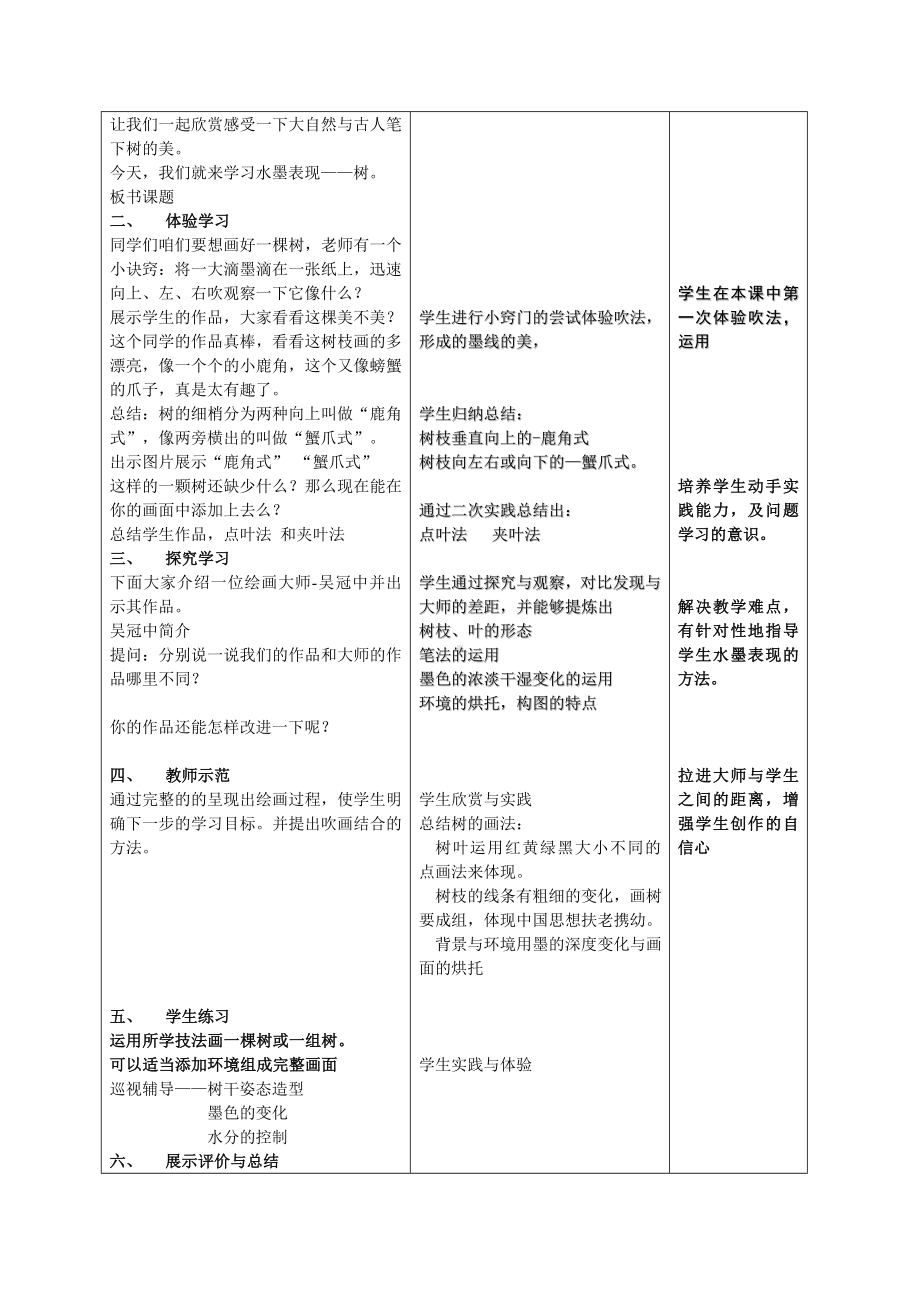 五年级下册美术教案-第14课中国画-树的画法 ▏人美版（北京） .doc_第3页