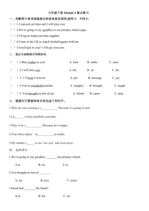 外研版小学英语六年级下册Module 9重点练习 无答案.docx