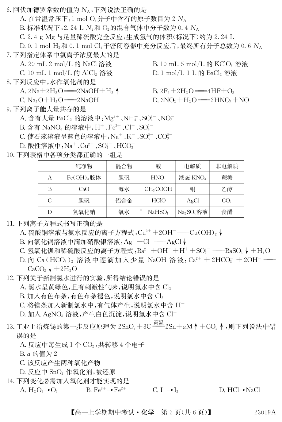 广东省深圳市罗湖区翠园 2022-2023学年高一上学期期中考试化学试题.pdf_第2页