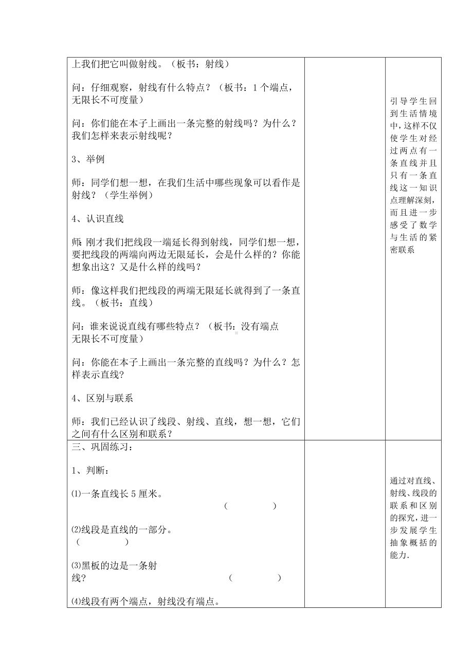 四年级上册数学教案及反思-2.1 直线  线段  射线和角 ︳青岛版.doc_第3页