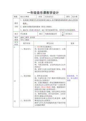 一年级下册音乐教案 第四单元 律动 快乐小舞曲｜人教版(1).doc