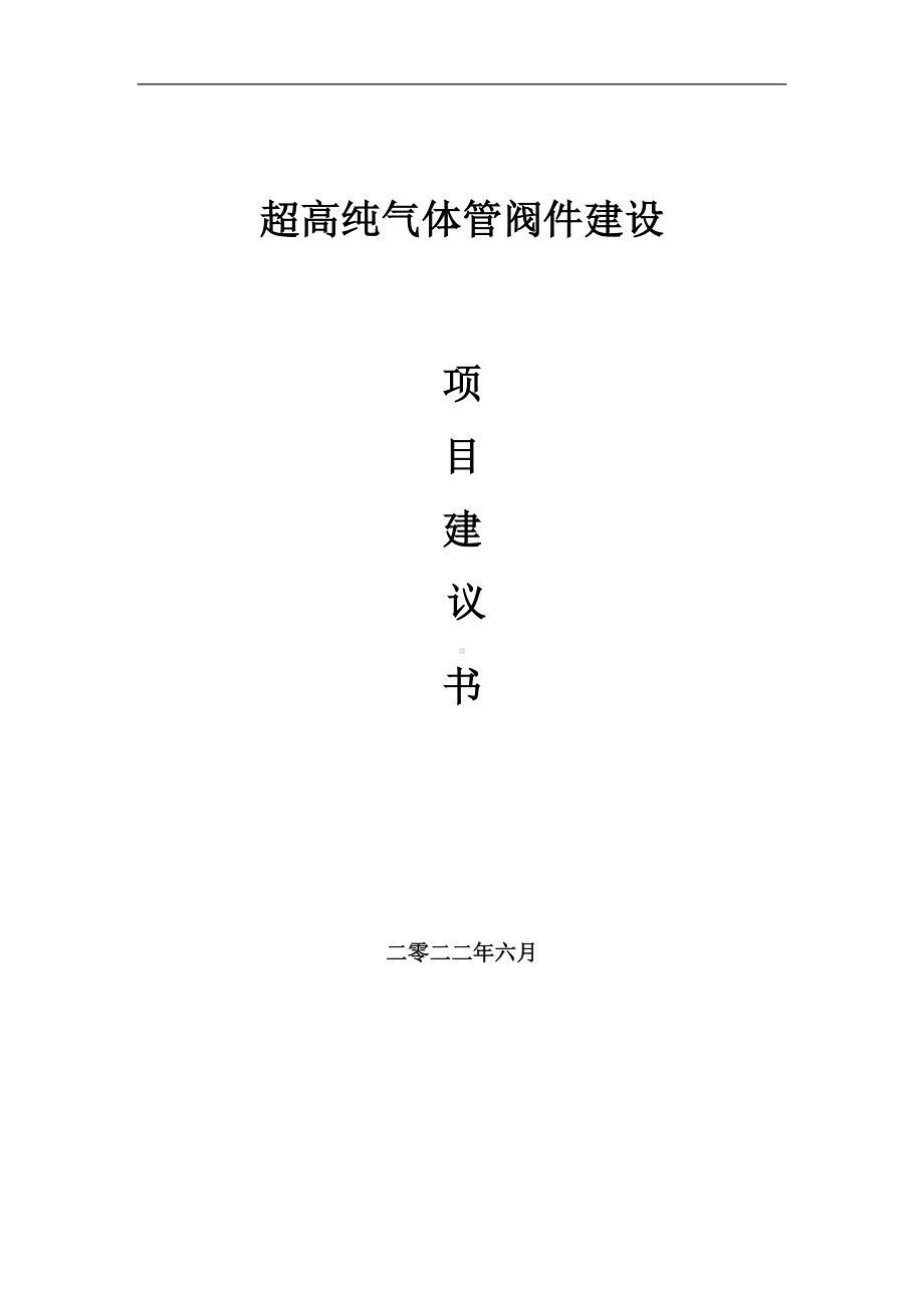 超高纯气体管阀件项目建议书（写作模板）.doc_第1页