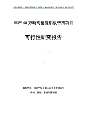 年产40万吨高精度铝板带箔项目可行性研究报告申请报告.doc