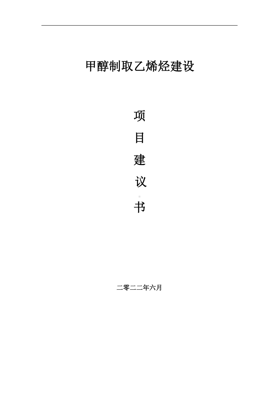 甲醇制取乙烯烃项目建议书（写作模板）.doc_第1页