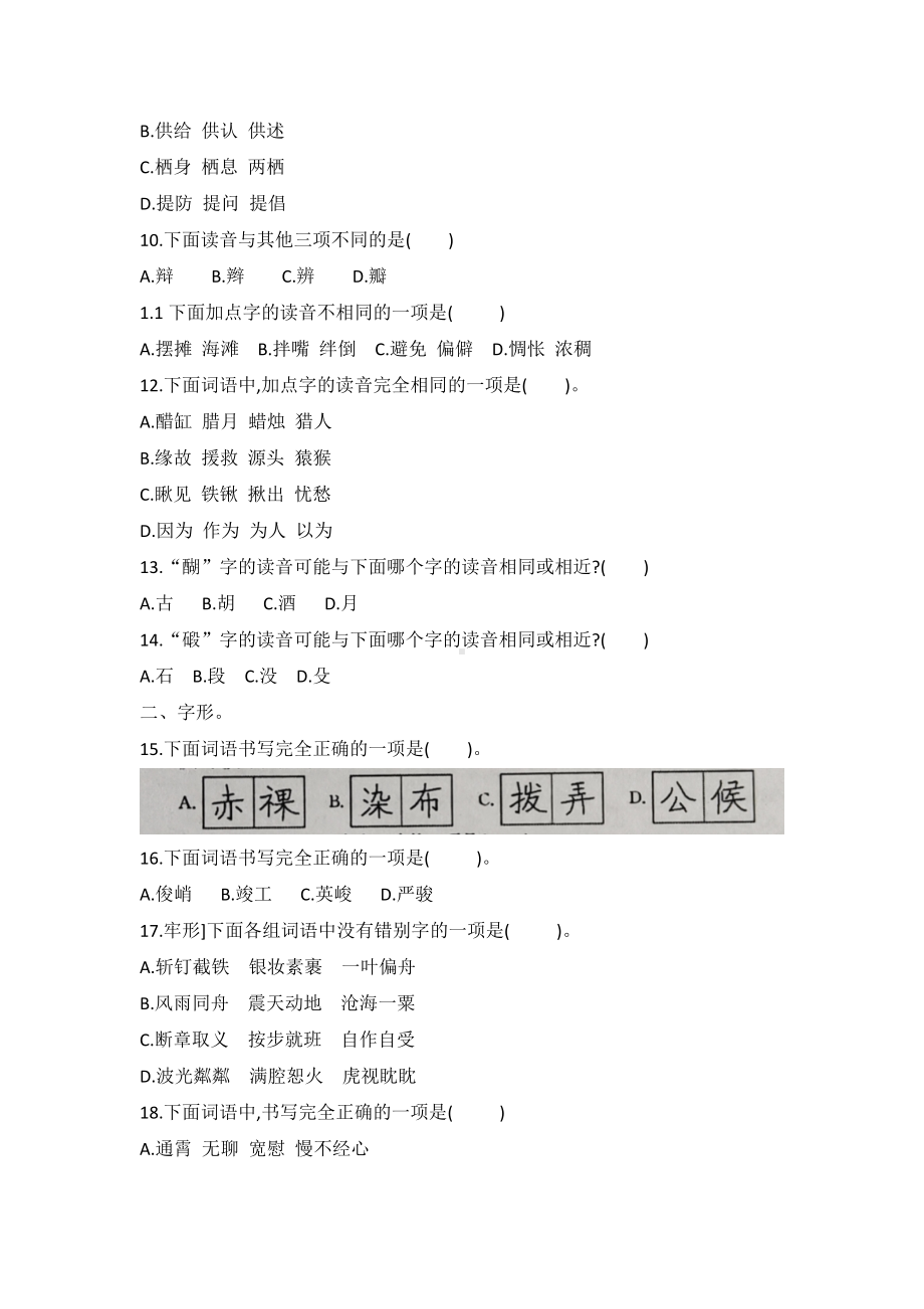 六年级下册语文试题—生字词语复习检测（无答案）部编版.docx_第2页