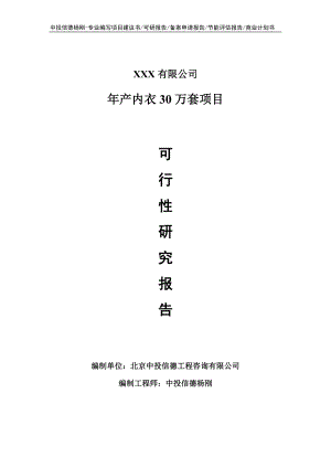 年产内衣30万套项目可行性研究报告申请备案.doc