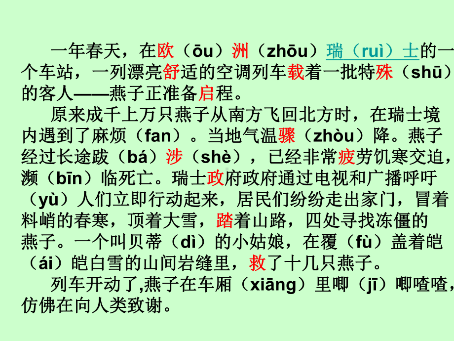 小学语文第六册-燕子专列学习培训课件.ppt_第2页