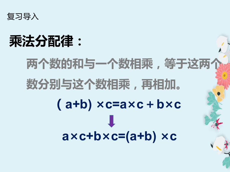 四年级数学下册课件-6.6应用乘法分配律进行简便计算 -苏教版（共11张PPT）.pptx_第2页