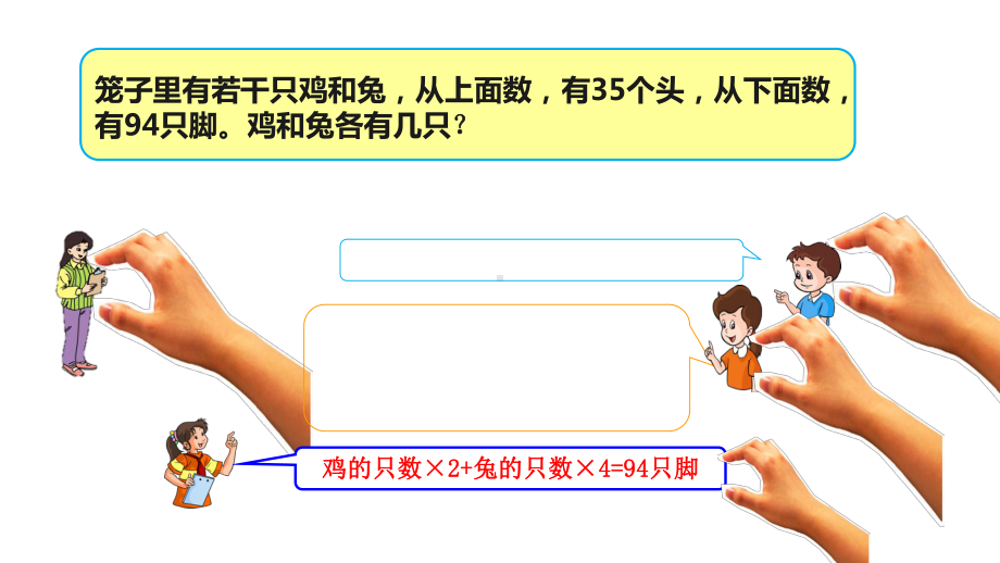 四年级数学下册课件 - 9 用假设法解决鸡兔同笼问题 - 人教版（共12张PPT）.pptx_第3页