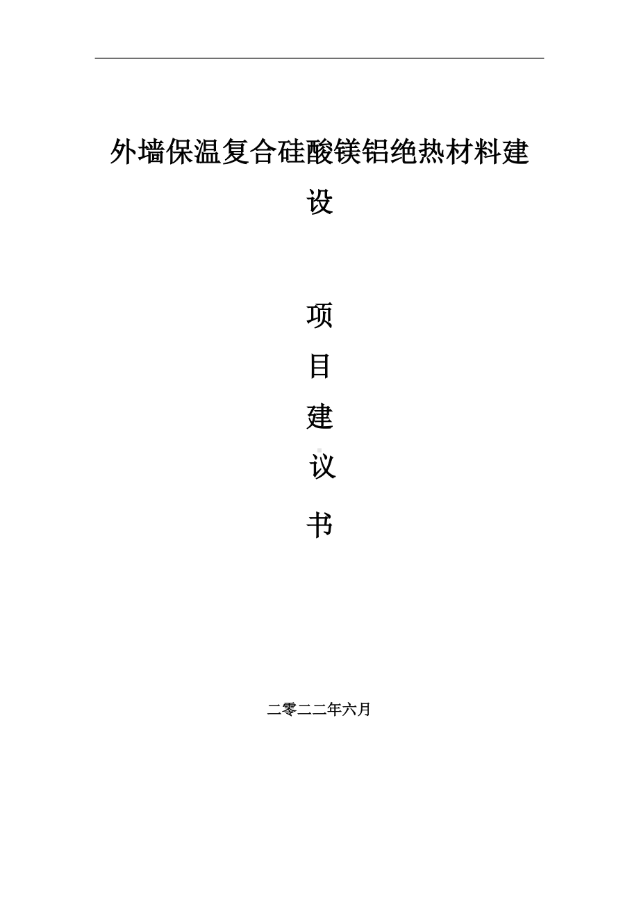 外墙保温复合硅酸镁铝绝热材料项目建议书（写作模板）.doc_第1页