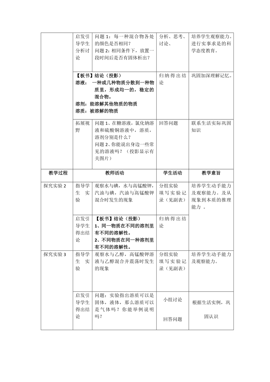 初三九年级化学下册教案2九单元溶液课题1溶液的形成.doc_第3页