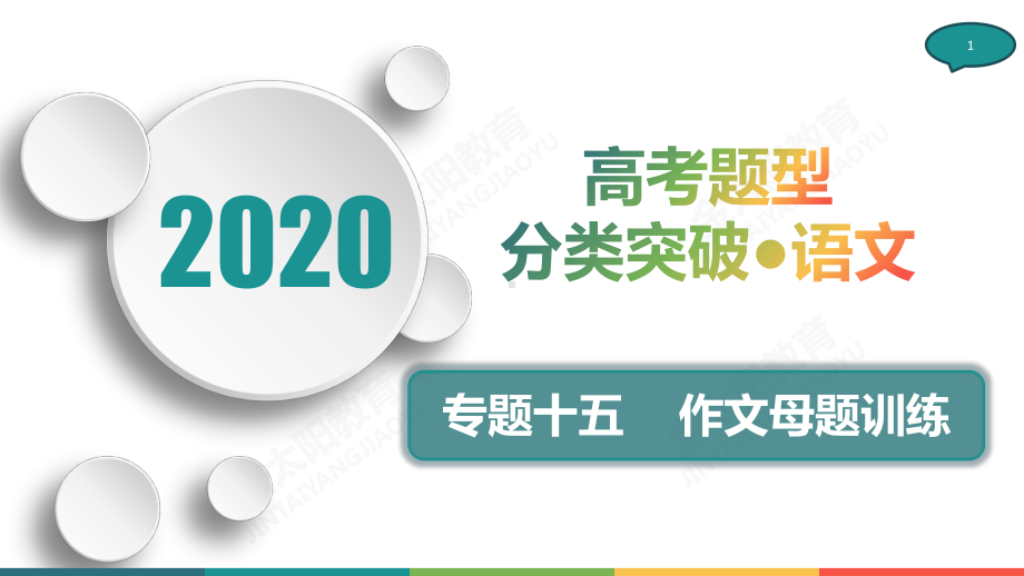 2020届高考题型分类突破●语文专题十五作文母题训练课件.pptx_第1页