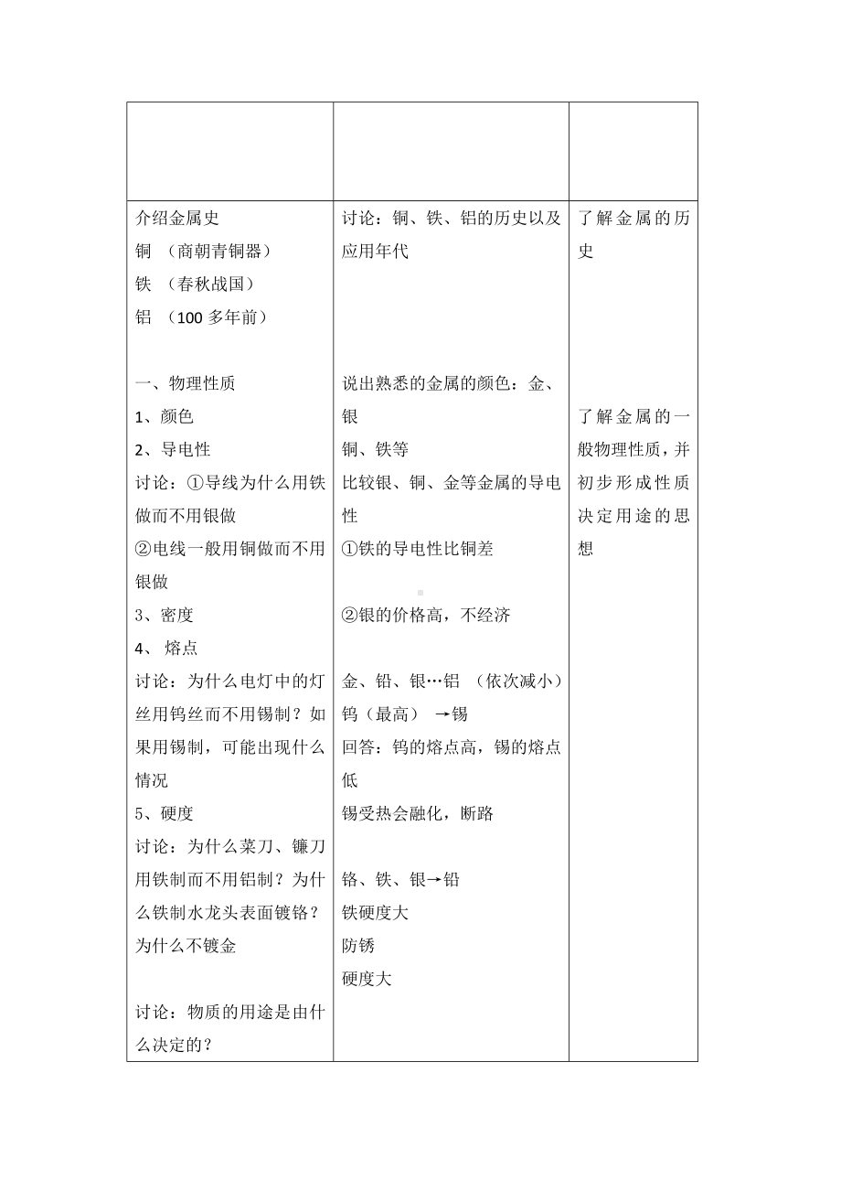 初三九年级化学下册教案1第八单元金属和金属材料1金属材料.doc_第3页