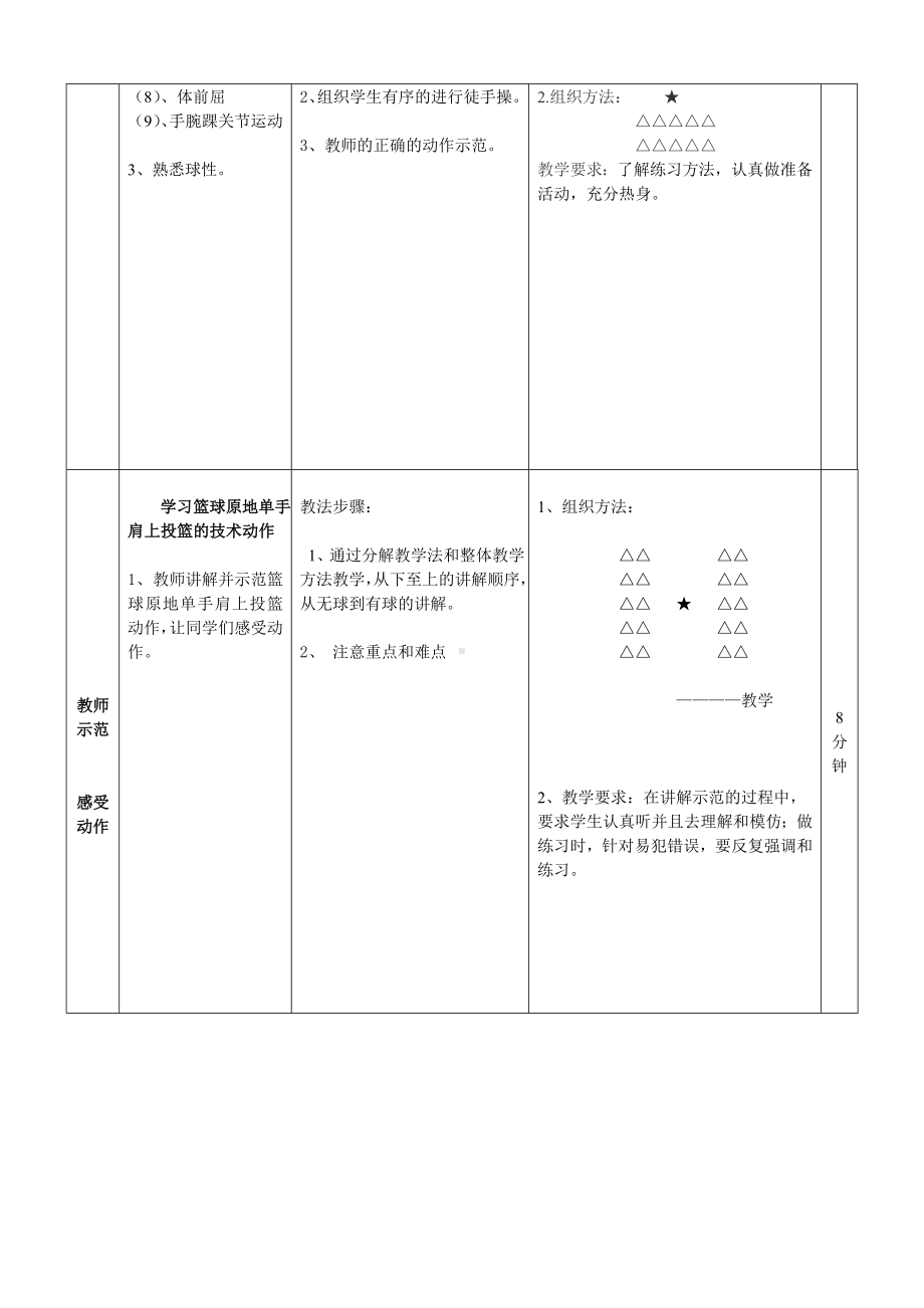 六年级上册体育教案—篮球原地单手肩上投篮人教版.doc_第2页