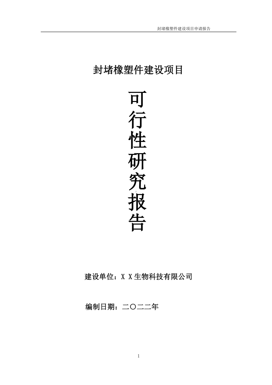 封堵橡塑件项目可行性研究报告备案申请模板.doc_第1页