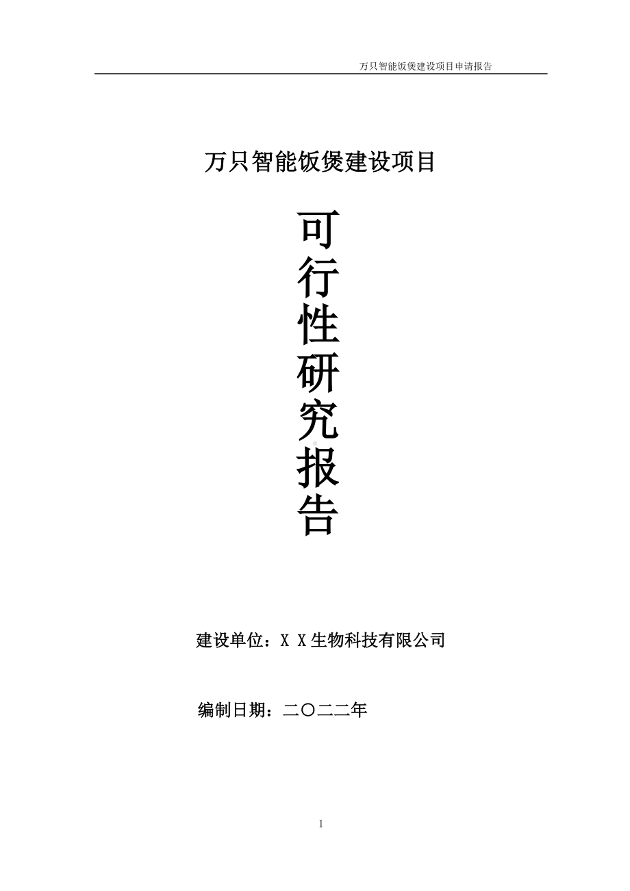 万只智能饭煲项目可行性研究报告备案申请模板.doc_第1页