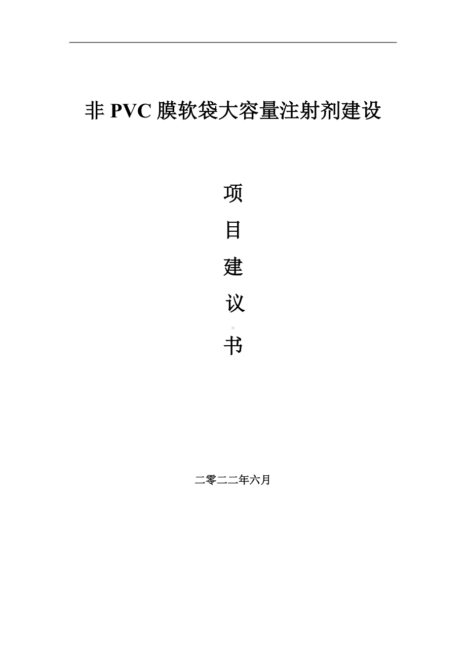 非PVC膜软袋大容量注射剂项目建议书（写作模板）.doc_第1页