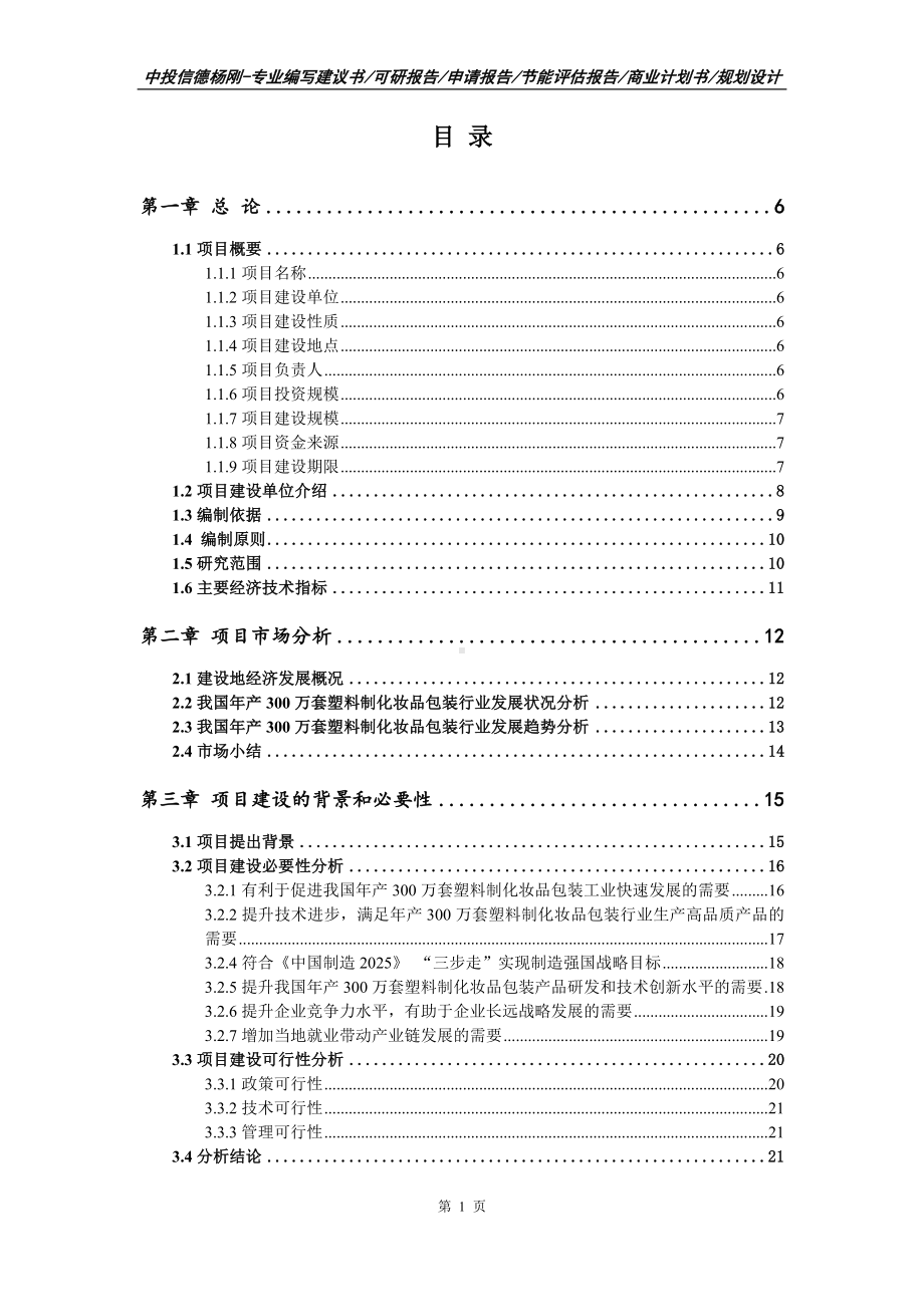 年产300万套塑料制化妆品包装项目可行性研究报告.doc_第2页