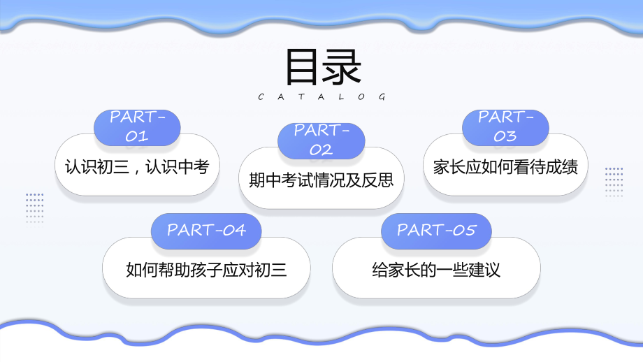 蓝色卡通风初三期中考试家长会动态（ppt）课件.pptx_第3页