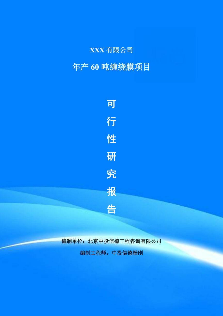 年产60吨缠绕膜项目可行性研究报告建议书.doc_第1页