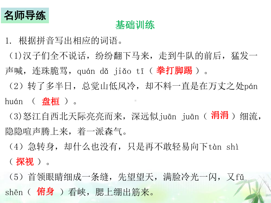 溜索—部编版九年级下册语文习题复习课件(共张).ppt_第3页