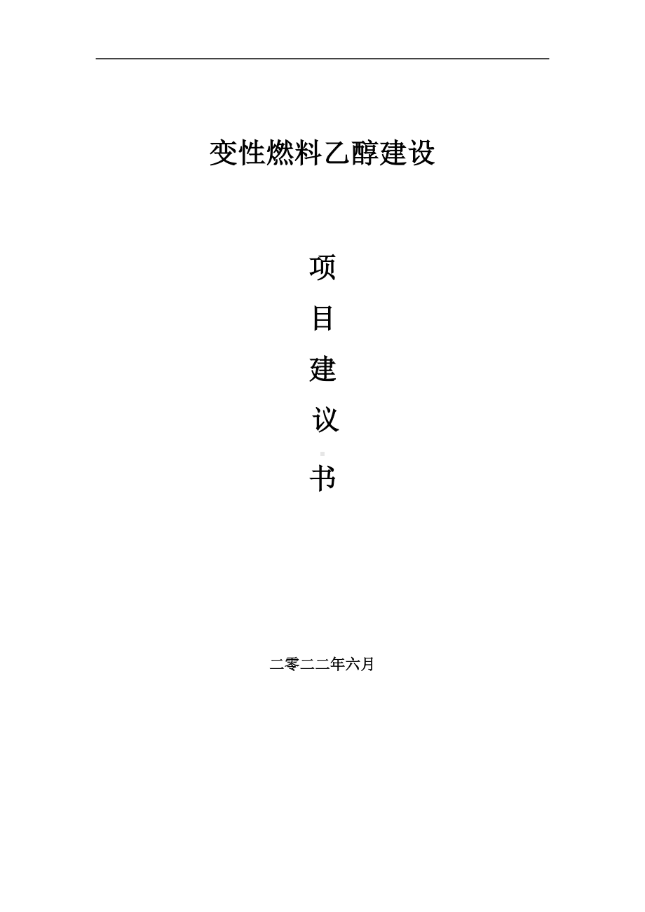 变性燃料乙醇项目建议书（写作模板）.doc_第1页