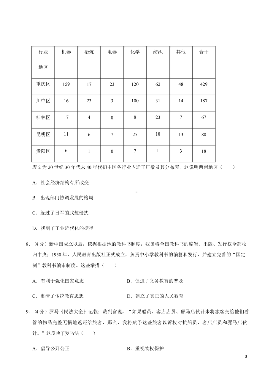 河北省某中学2021年高考复习历史模拟试卷课件.pptx_第3页