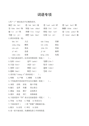 小学1-6年级语文六年级字词句阅读专项训练卷含答案词语专项.pdf