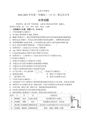 太原市山大附中2023届高三上学期11月化学期中试卷+答案.pdf