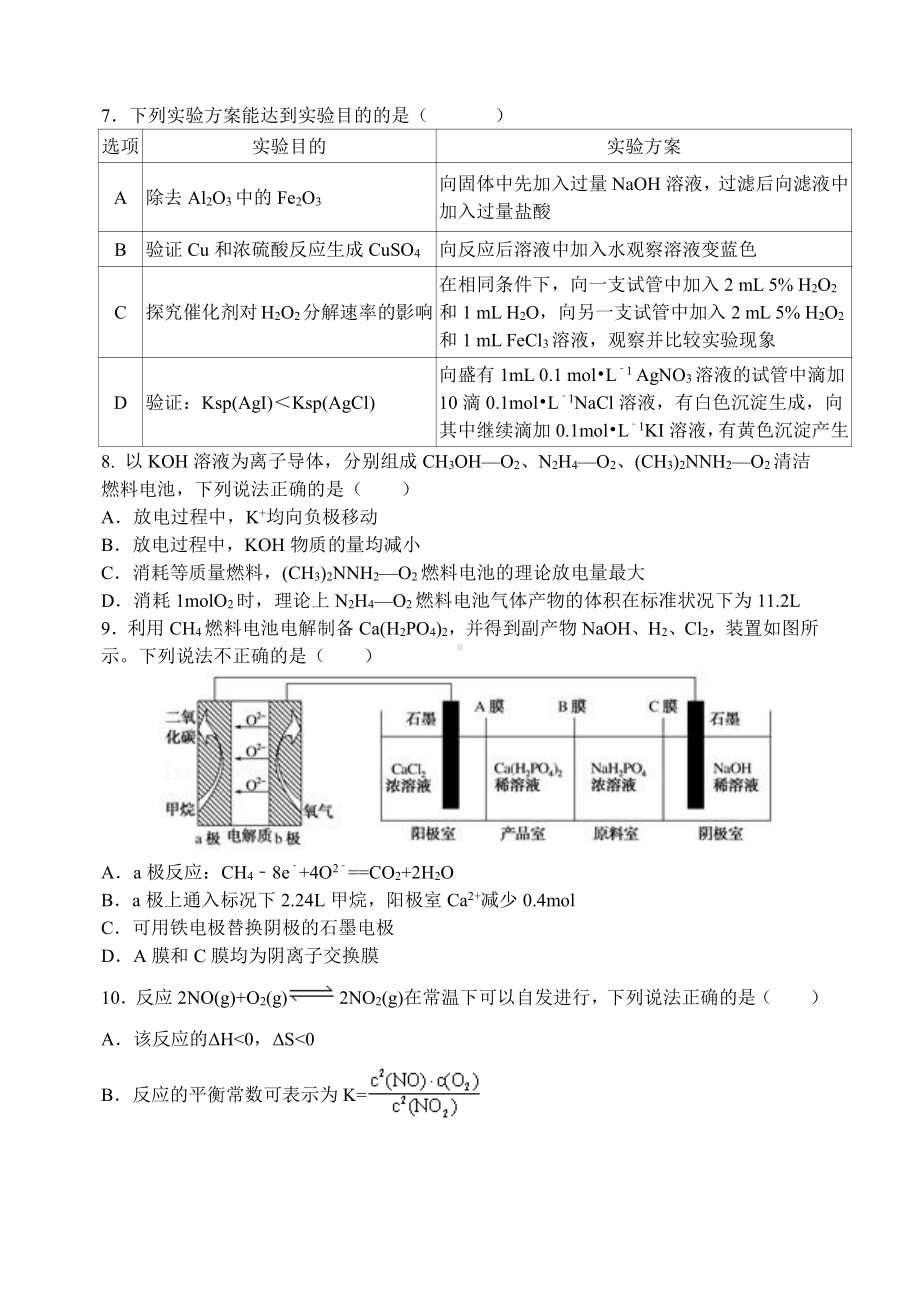 太原市山大附中2023届高三上学期11月化学期中试卷+答案.pdf_第2页