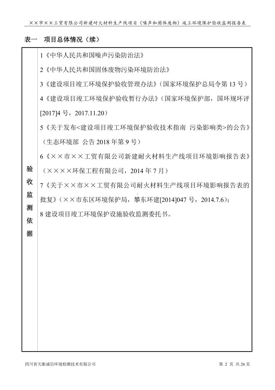 新建耐火材料生产线项目竣工环境保护验收监测报告表参考模板范本.doc_第2页