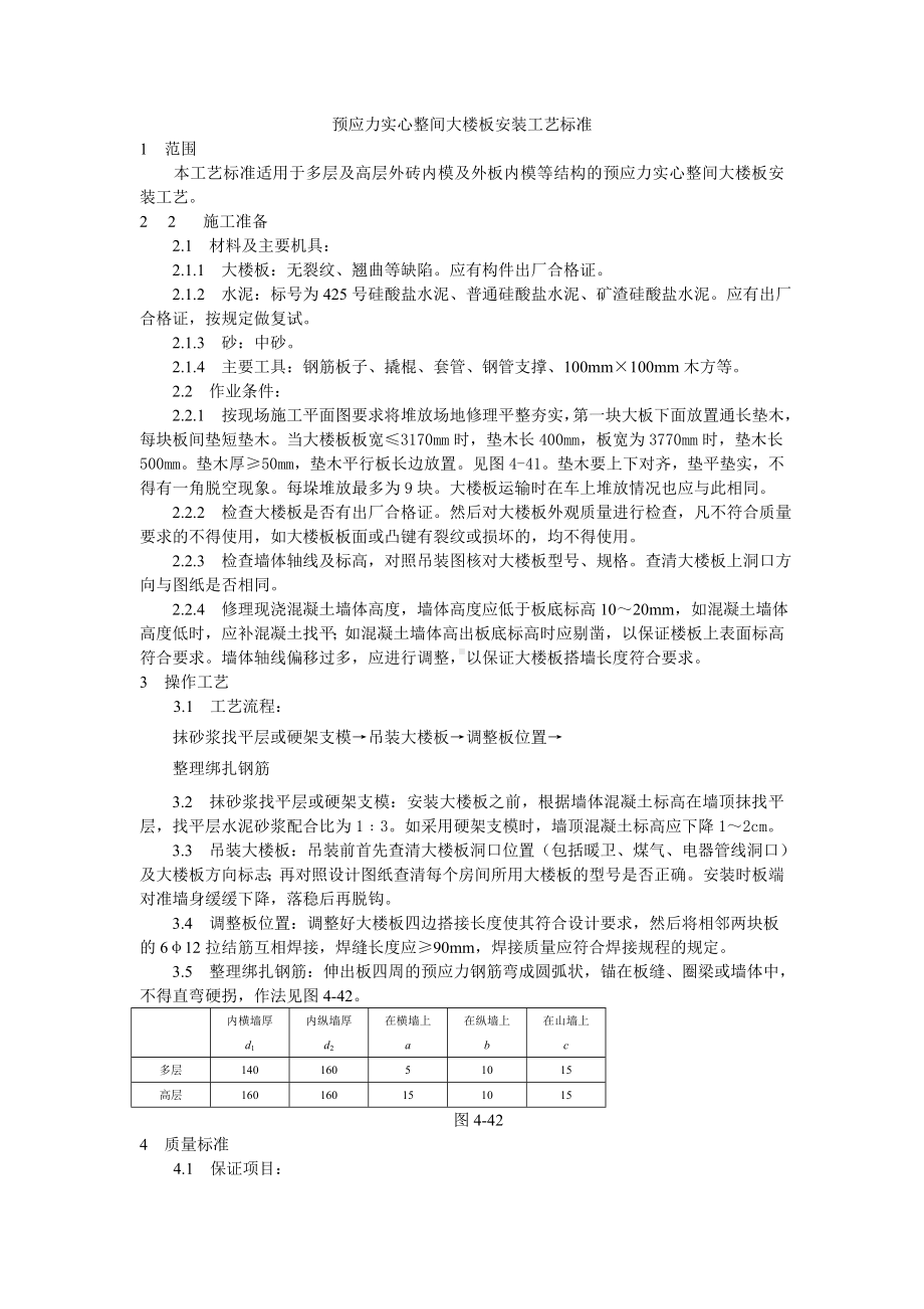 预应力实心整间大楼板安装工艺标准参考模板范本.doc_第1页