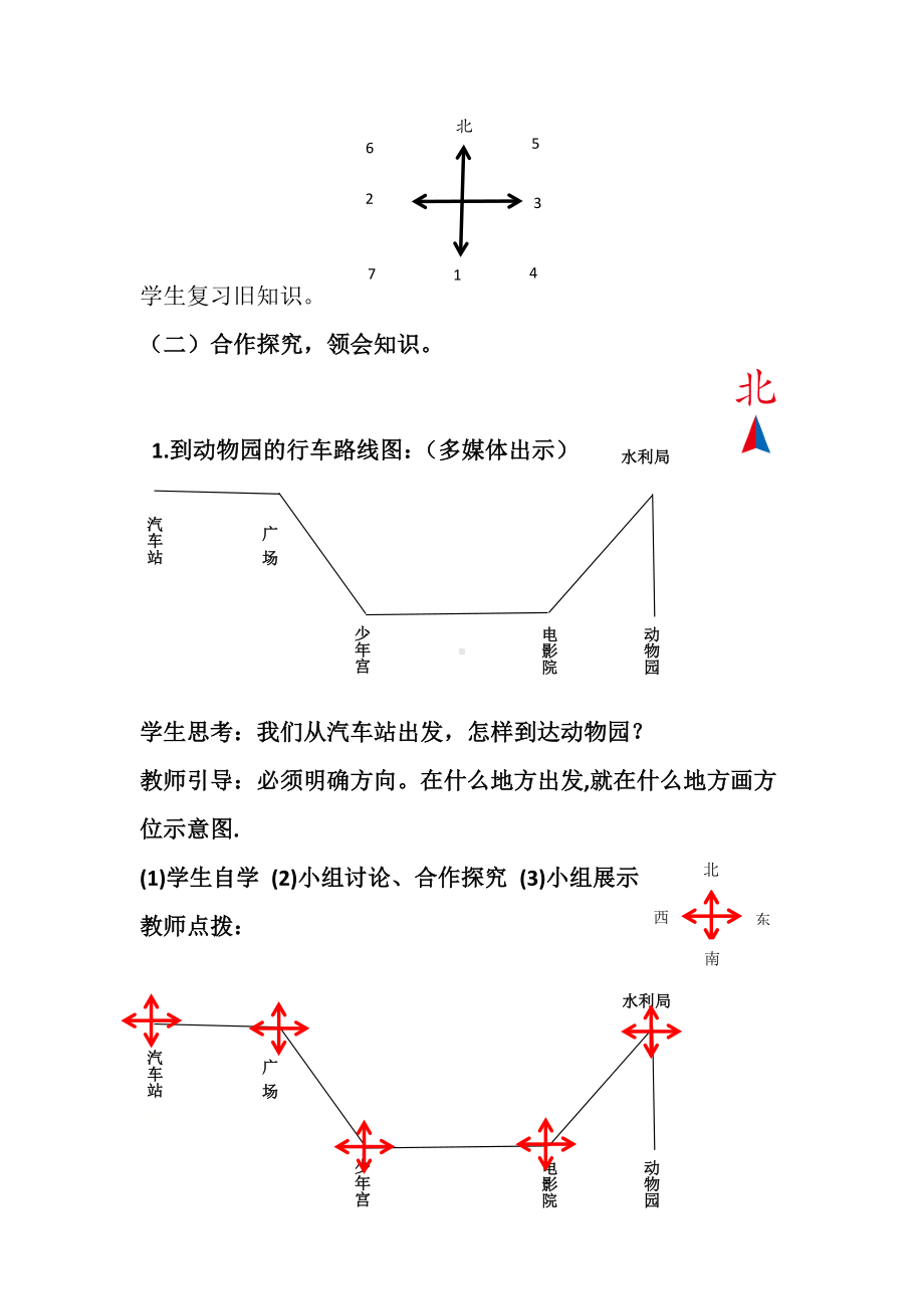 三年级下册数学教案-3.3 辨认方向—读示意图 综合运用方位知识解决问题｜冀教版 .doc_第2页