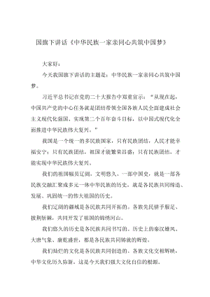 国旗下讲话《中华民族一家亲 同心共筑中国梦》.docx