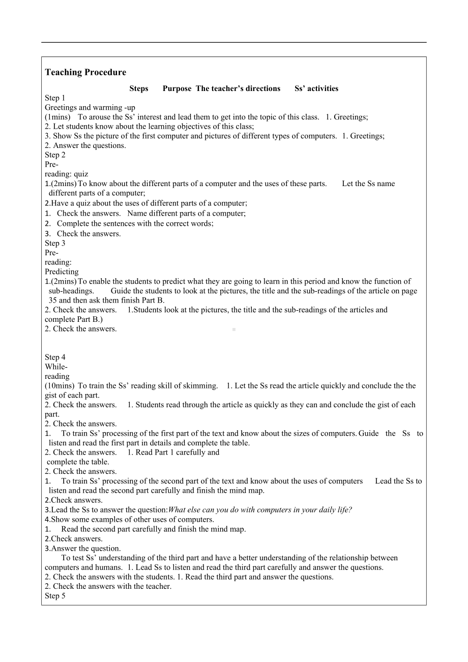 Unit 3 A day outReading 表格式教案.docx_第2页