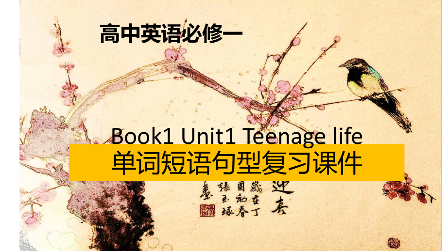 Unit 1 Teenage life 单词短语句型复习（ppt课件）-2022新人教版（2019）《高中英语》必修第一册.pptx_第1页