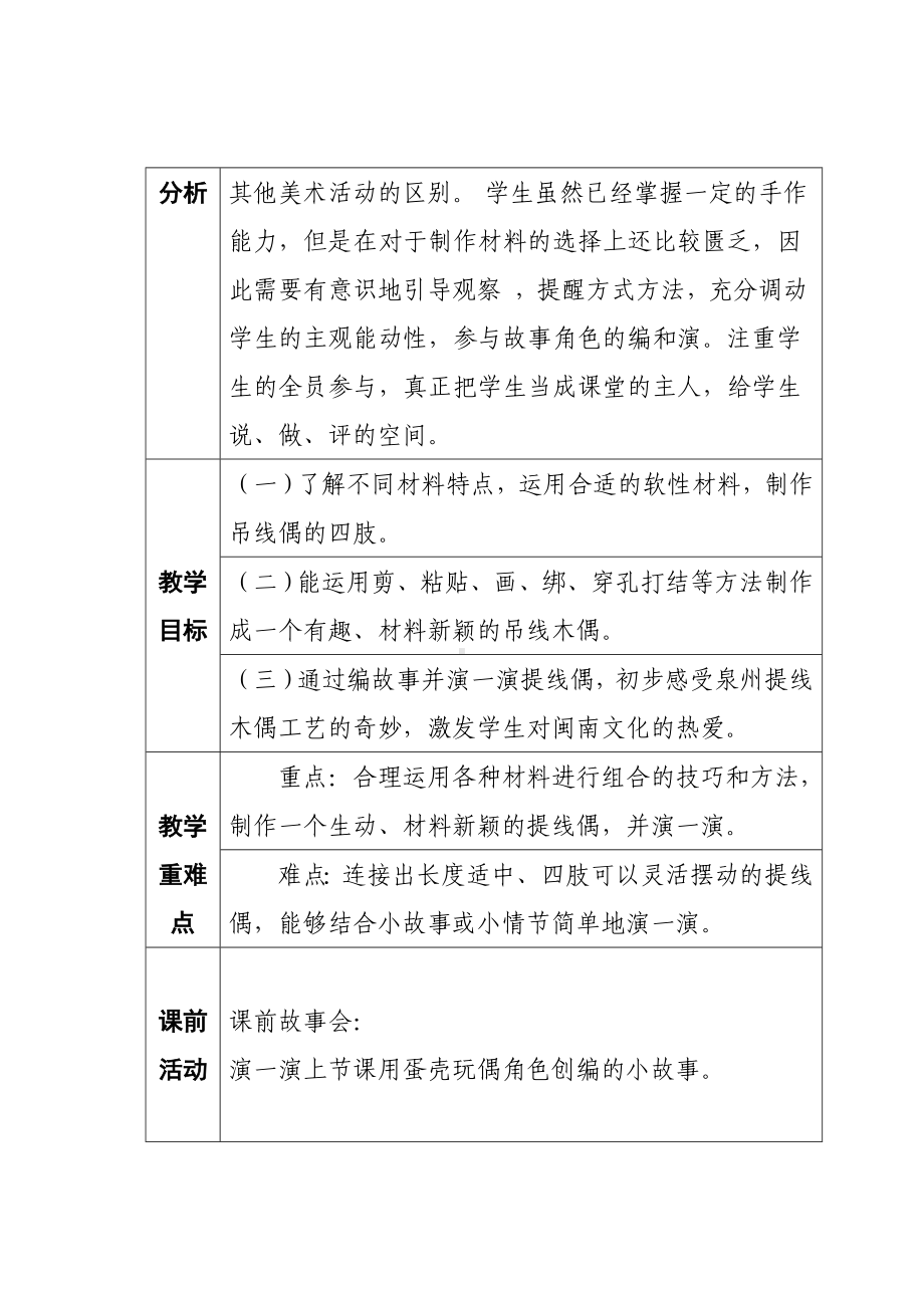 三年级下册美术教案-第16课 快乐的提线偶—活动三玩偶大本营｜辽海版.doc_第2页