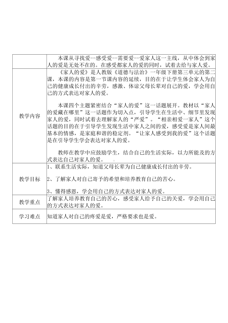 [中小学新教材优秀教案]：小学一年级道德与法治下（第三单元 我爱我家：10 家人的爱）-学情分析+教学过程+教学反思.pdf_第3页