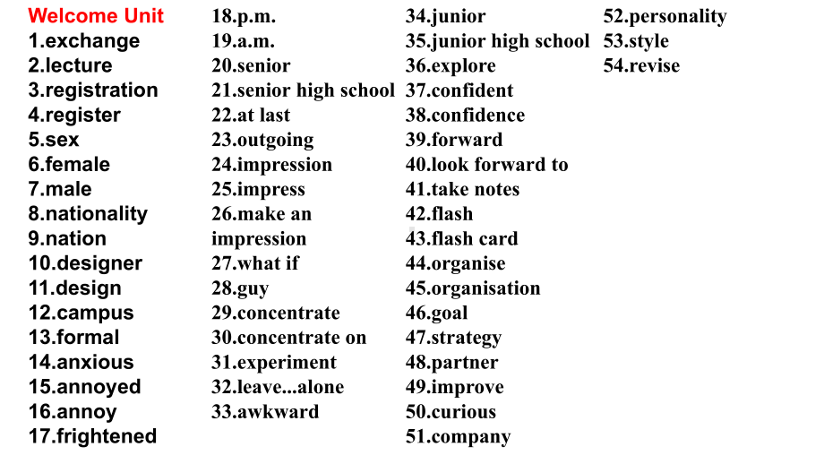 Welcome unit 词汇（ppt课件）-2022新人教版（2019）《高中英语》必修第一册.pptx_第2页
