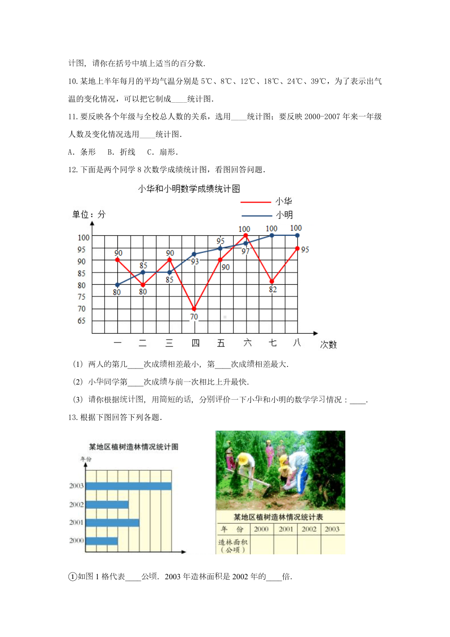 六年级数学下册试题 -《四 扇形统计图》单元测试西师大版（无答案）.docx_第3页