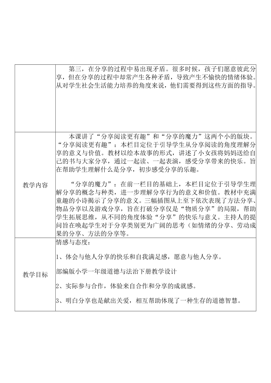 [中小学新教材优秀教案]：小学一年级道德与法治下（第四单元 我们在一起：15 分享真快乐）-学情分析+教学过程+教学反思.docx_第3页