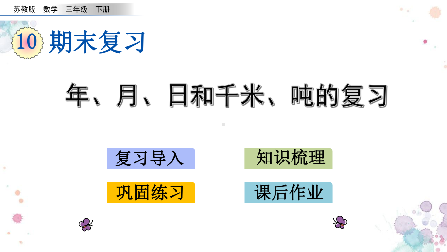 苏教版三年级下册数学：年、月、日和千米、吨复习课件.pptx_第1页