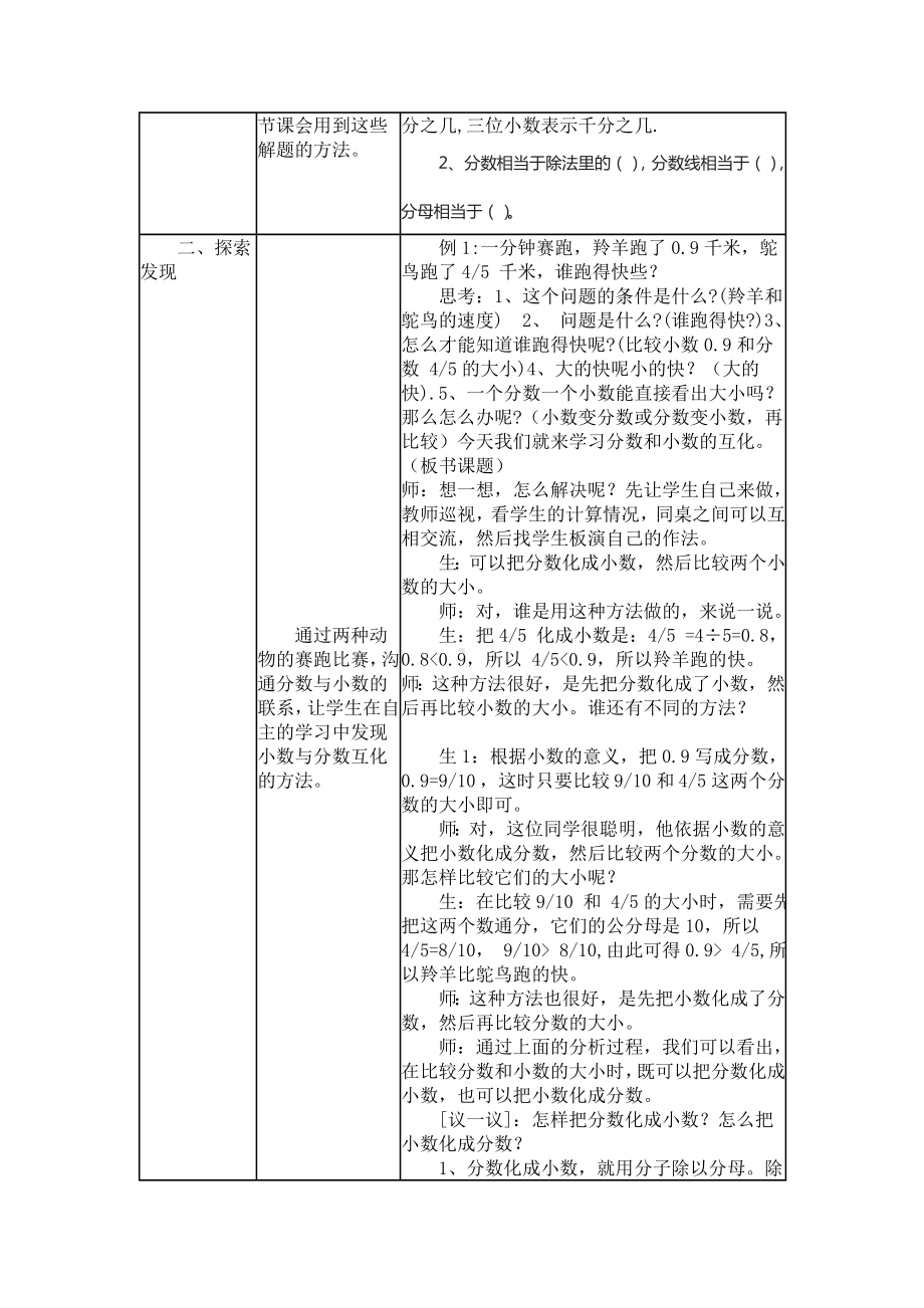 五年级下册数学教案-2.3.1 分数和小数的互化｜冀教版(1).docx_第2页