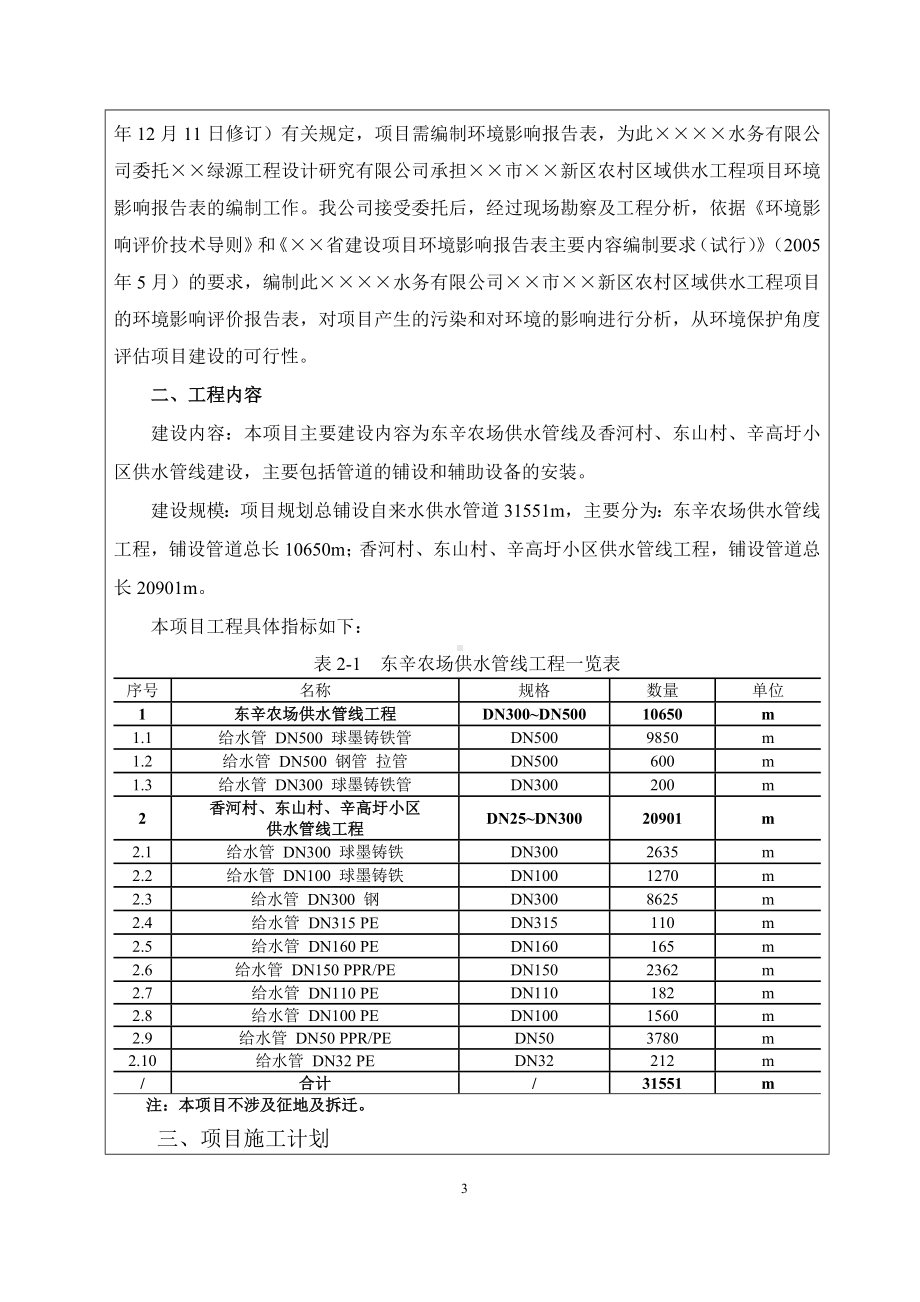 农村区域供水工程项目建设项目环境影响报告表参考模板范本.doc_第3页